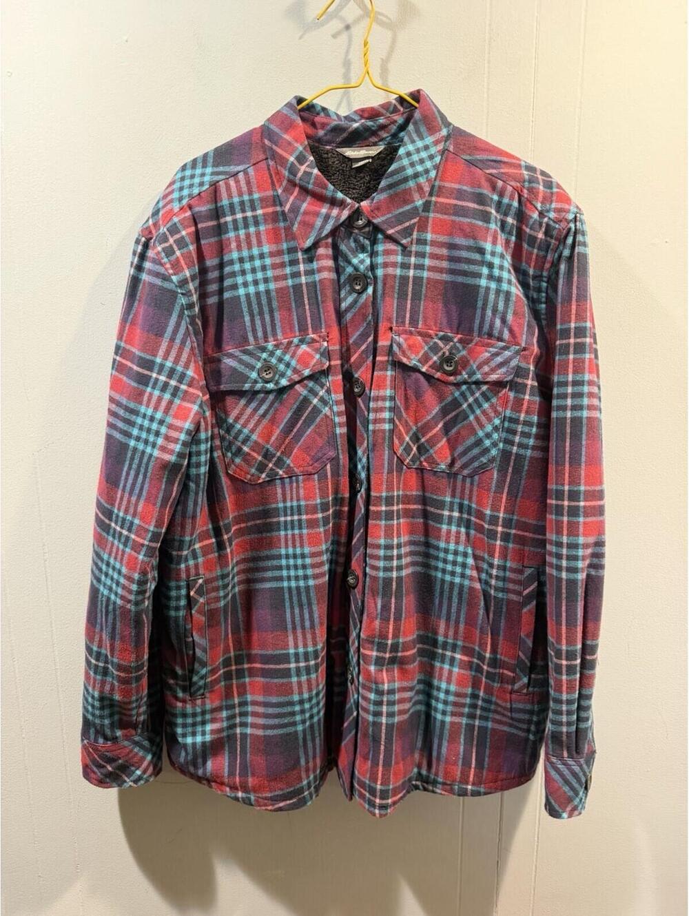 Womens Eddie Bauer Fleeces Plaid Flannel Size Large Multicolor